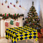 Yellow Blue And Black Argyle Print Tablecloth