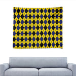 Yellow Blue And Black Argyle Print Tapestry