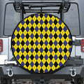 Yellow Blue And Black Argyle Print Tire Cover