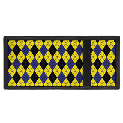 Yellow Blue And Black Argyle Print Trifold Wallet