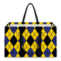 Yellow Blue And Black Argyle Print Utility Tote Bag