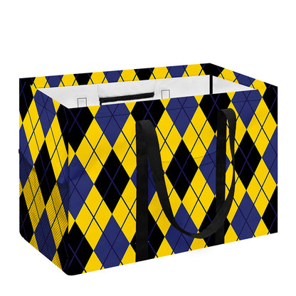 Yellow Blue And Black Argyle Print Utility Tote Bag