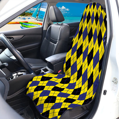 Yellow Blue And Black Argyle Print Waterproof Car Seat Cover