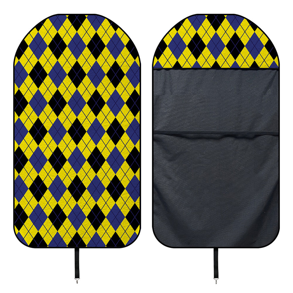 Yellow Blue And Black Argyle Print Waterproof Car Seat Cover