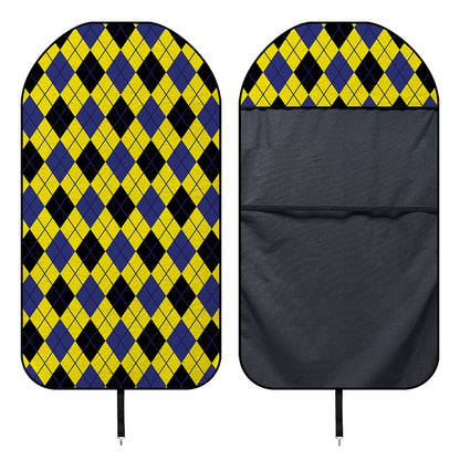 Yellow Blue And Black Argyle Print Waterproof Car Seat Cover