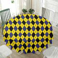 Yellow Blue And Black Argyle Print Waterproof Round Tablecloth