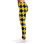 Yellow Blue And Black Argyle Print Women's Leggings