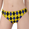 Yellow Blue And Black Argyle Print Women's Panties