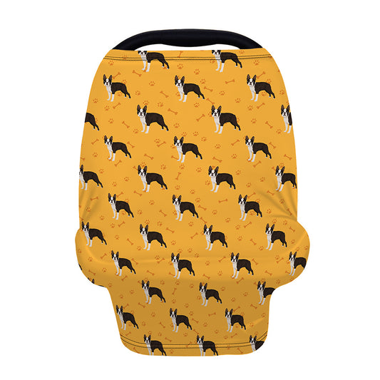 Yellow Boston Terrier Pattern Print Baby Seat Cover