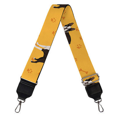 Yellow Boston Terrier Pattern Print Bag Strap