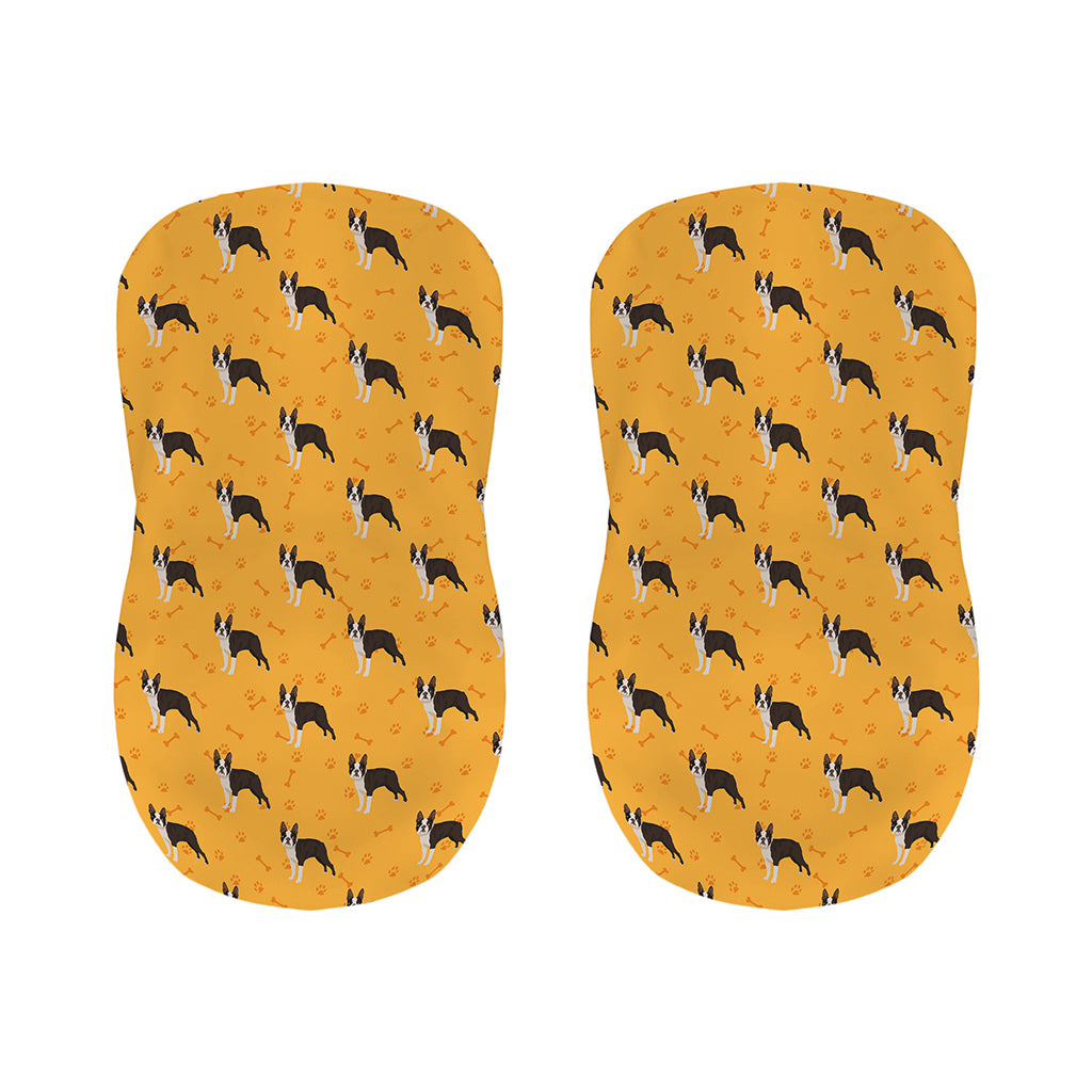 Yellow Boston Terrier Pattern Print Bar Stool Covers