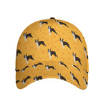Yellow Boston Terrier Pattern Print Baseball Cap