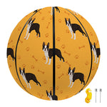 Yellow Boston Terrier Pattern Print Basketball