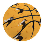Yellow Boston Terrier Pattern Print Basketball