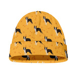 Yellow Boston Terrier Pattern Print Beanie