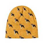 Yellow Boston Terrier Pattern Print Beanie