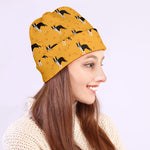 Yellow Boston Terrier Pattern Print Beanie