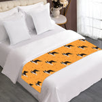 Yellow Boston Terrier Pattern Print Bed Runner
