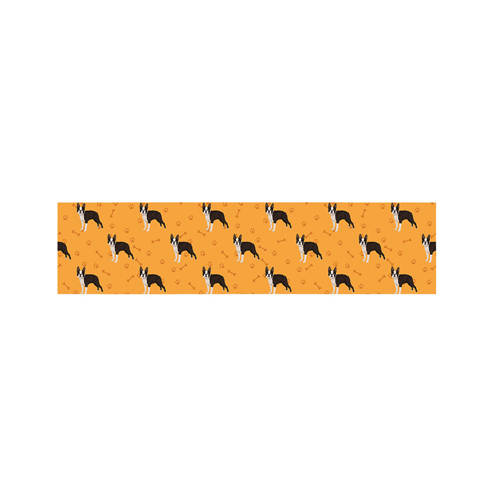 Yellow Boston Terrier Pattern Print Bed Runner