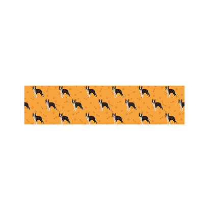 Yellow Boston Terrier Pattern Print Bed Runner