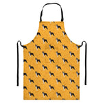 Yellow Boston Terrier Pattern Print Bib Apron With Pocket