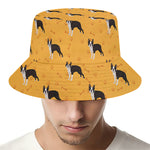 Yellow Boston Terrier Pattern Print Bucket Hat