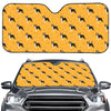 Yellow Boston Terrier Pattern Print Car Windshield Sun Shade