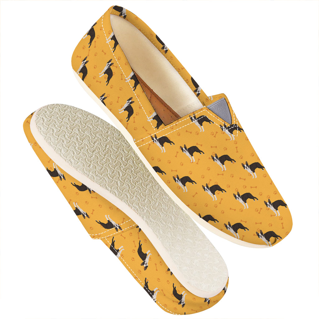 Yellow Boston Terrier Pattern Print Casual Shoes