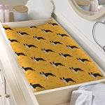 Yellow Boston Terrier Pattern Print Changing Pad Cover
