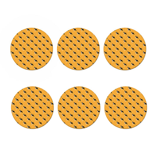 Yellow Boston Terrier Pattern Print Coaster Set