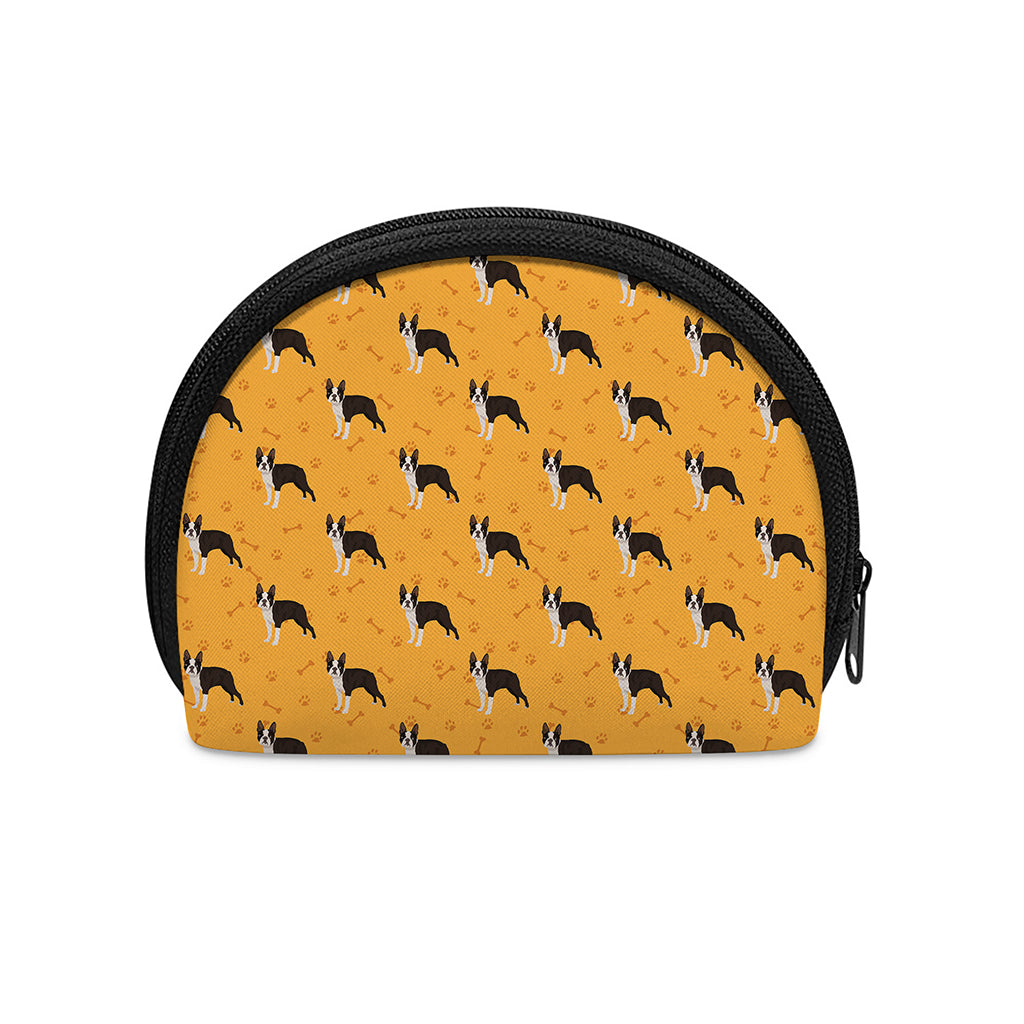 Yellow Boston Terrier Pattern Print Coin Purse