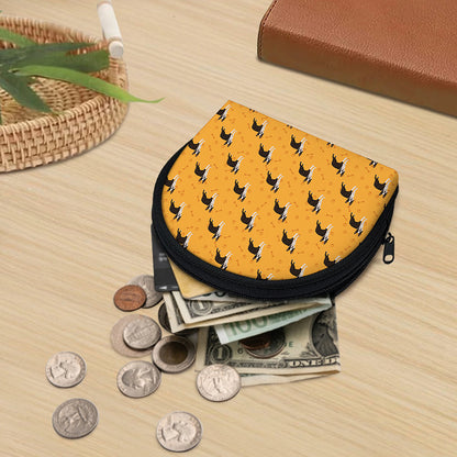 Yellow Boston Terrier Pattern Print Coin Purse