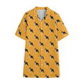Yellow Boston Terrier Pattern Print Cotton Hawaiian Shirt