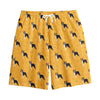 Yellow Boston Terrier Pattern Print Cotton Shorts