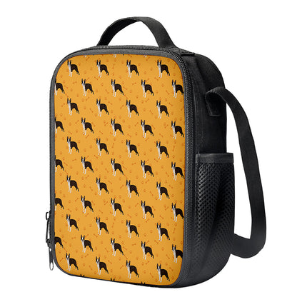 Yellow Boston Terrier Pattern Print Crossbody Lunch Bag
