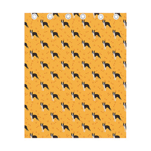 Yellow Boston Terrier Pattern Print Curtain