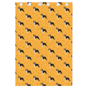 Yellow Boston Terrier Pattern Print Curtain