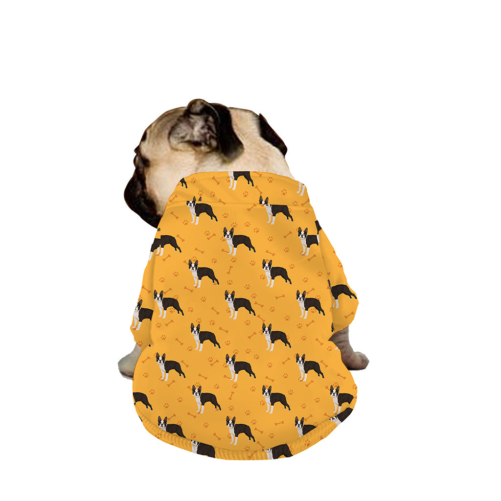 Yellow Boston Terrier Pattern Print Dog Zip Up Jacket