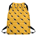 Yellow Boston Terrier Pattern Print Drawstring Backpack
