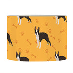 Yellow Boston Terrier Pattern Print Drum Lamp Shade