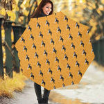 Yellow Boston Terrier Pattern Print Foldable Umbrella