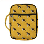 Yellow Boston Terrier Pattern Print Front Pocket Bible Bag