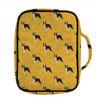 Yellow Boston Terrier Pattern Print Front Pocket Bible Bag