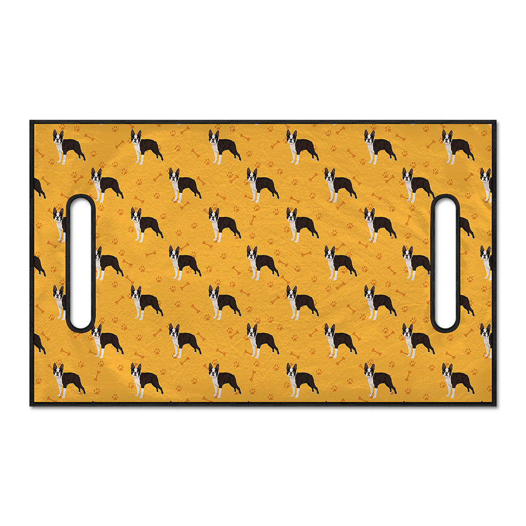 Yellow Boston Terrier Pattern Print Golf Cart Seat Cover