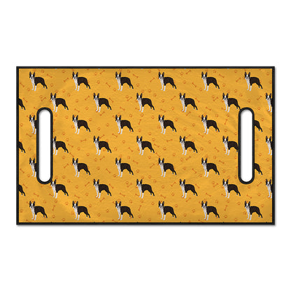 Yellow Boston Terrier Pattern Print Golf Cart Seat Cover
