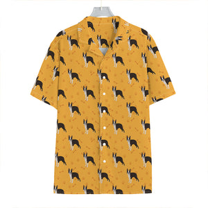 Yellow Boston Terrier Pattern Print Hawaiian Shirt