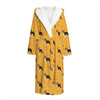 Yellow Boston Terrier Pattern Print Hooded Bathrobe