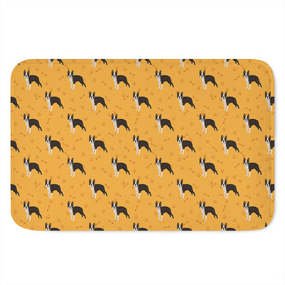 Yellow Boston Terrier Pattern Print Indoor Door Mat