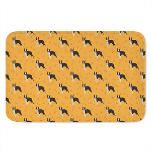 Yellow Boston Terrier Pattern Print Indoor Door Mat