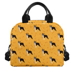 Yellow Boston Terrier Pattern Print Insulated Lunch Bag